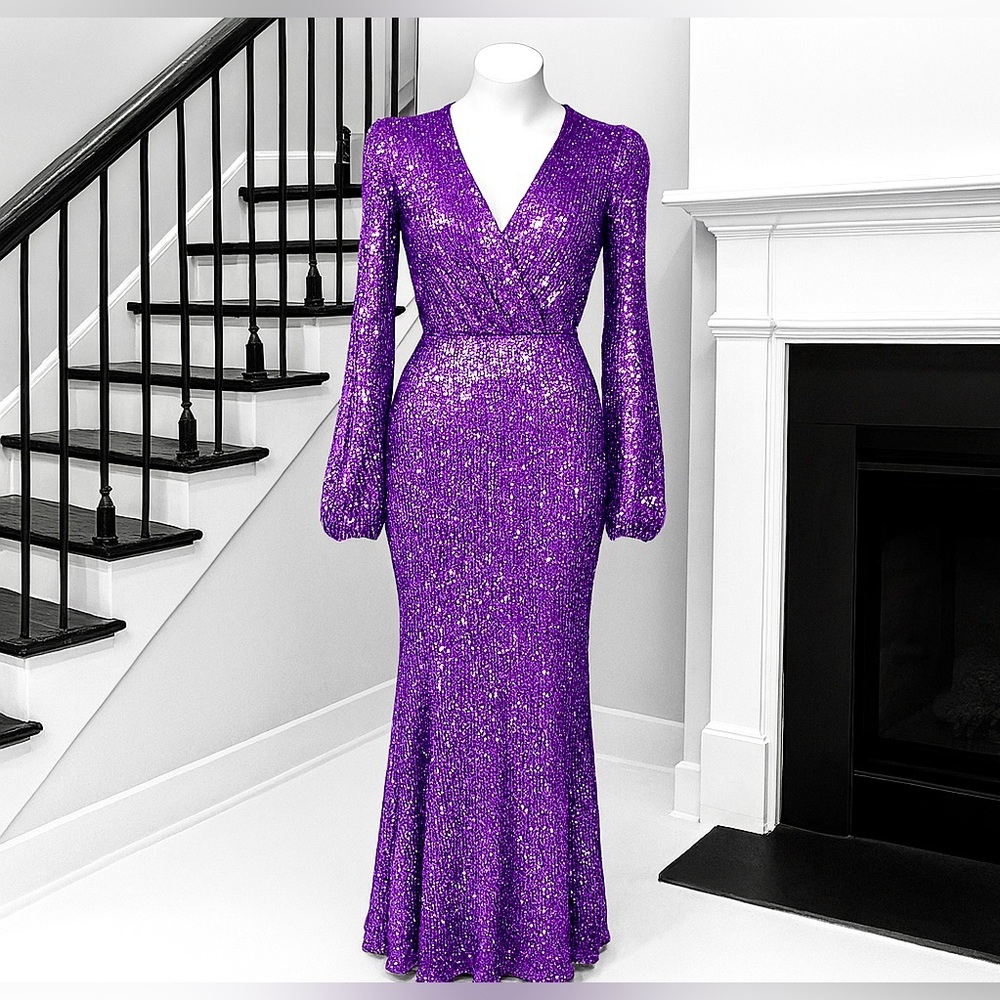 Glamorous Purple Sequin Prom Dress
